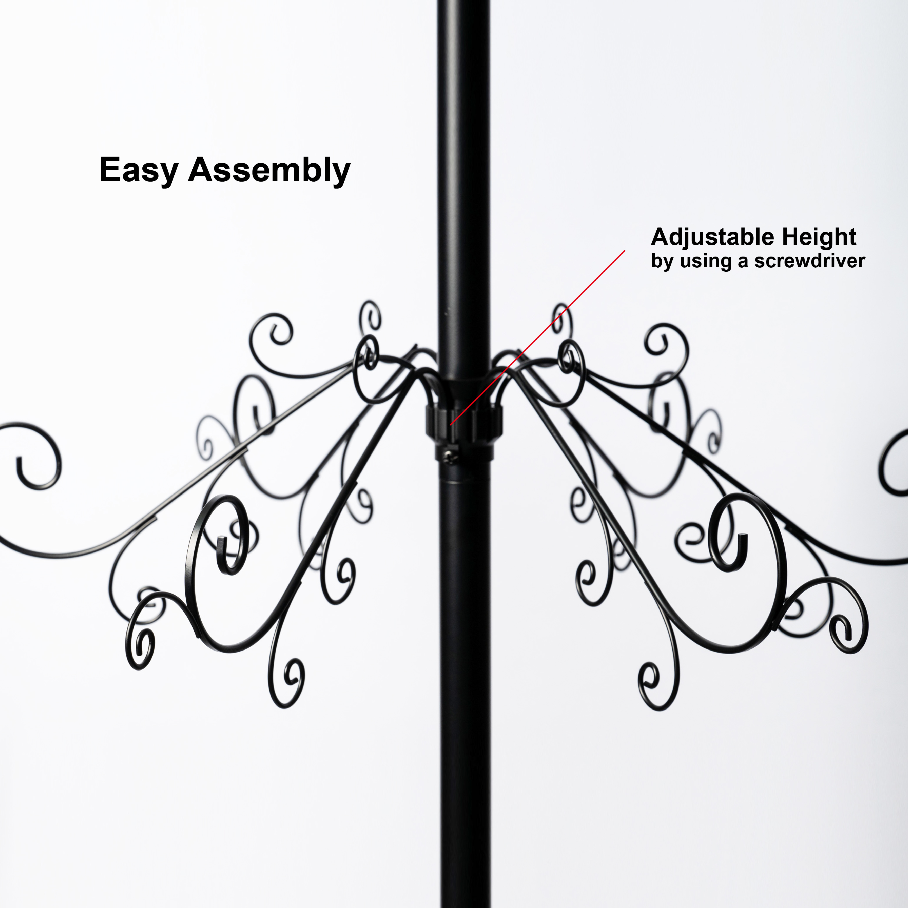 HOHIYA 6.5 Feet Wrought Iron Christmas Tree Alternative Metal Ornament Display Stand with 174 Hooks Extra Large Floor Standing ECO Xmas Tree for Keepsake Collections Black